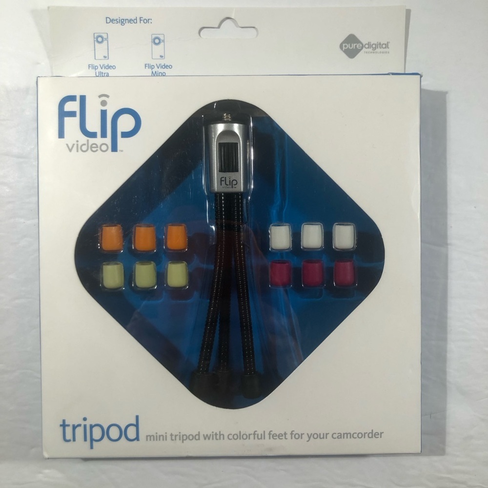 Flip Mini Tri- Pod with Colorful Feet For You Camcorder New